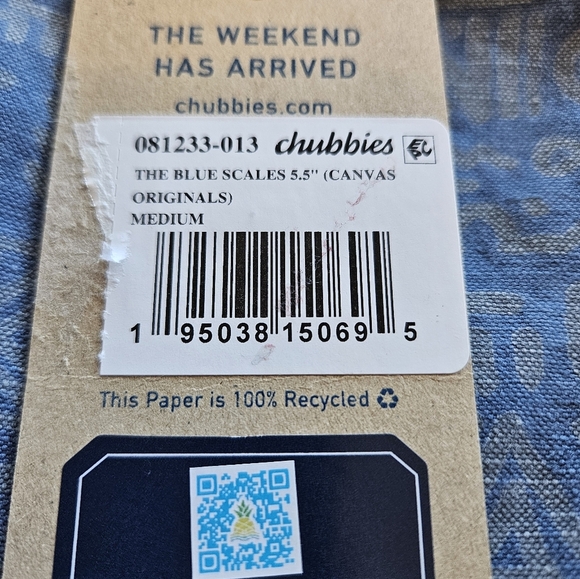 Chubbies Shorts Mens Sz M Blue Aztec Print Cotton Linen Blend Elastic Waist - Picture 9 of 11